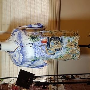 Mens vintage Hawaiian shirt made in the USA, missing button, as is
